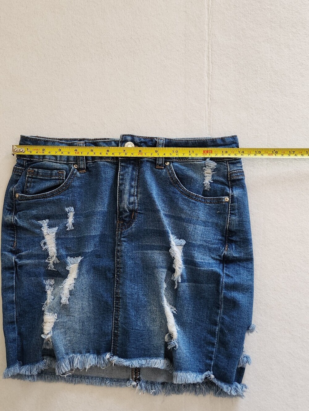 Wax Jean Distressed Blue Denim Mini Skirt Size Medium - Picture 5 of 6